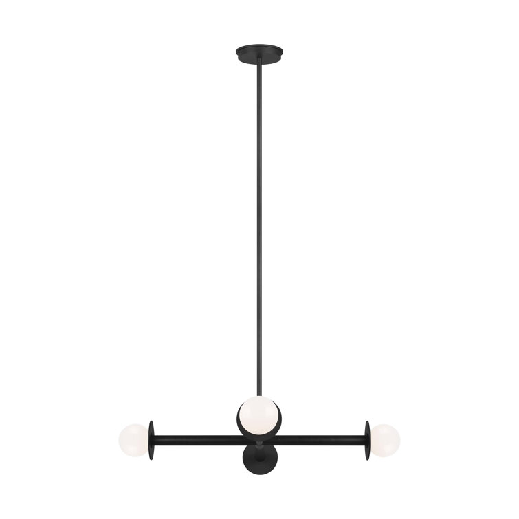 Midnight Black Steel and Glass 4-Light Sputnik Chandelier