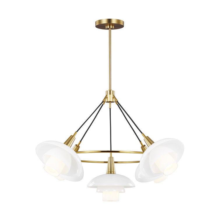 Rossie Burnished Brass Sphere Chandelier with Milk White Glass