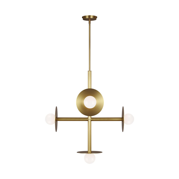 Curvilinear Forms Burnished Brass Modern Chandelier by Kelly Wearstler