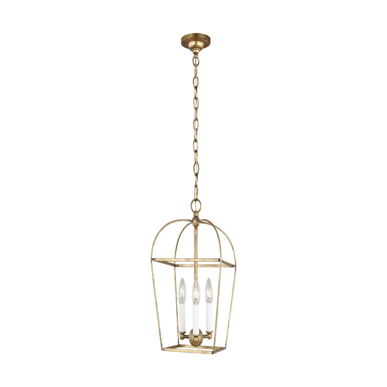 Antique Gild 3-Light Geometric Lantern Chandelier