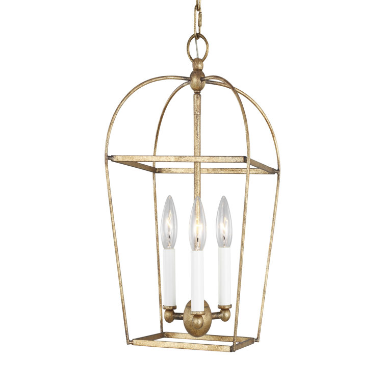 Antique Gild 3-Light Geometric Lantern Chandelier