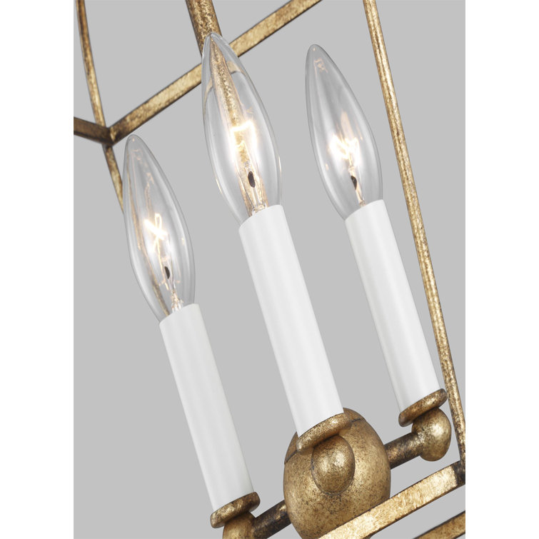 Antique Gild 3-Light Geometric Lantern Chandelier