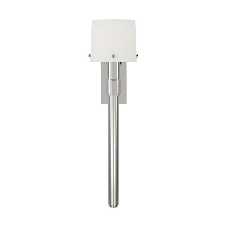 Polished Nickel 24" Dimmable Wall Sconce with Etched Glass Shade