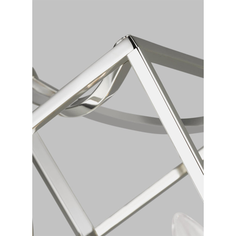 Polished Nickel Geometric Lantern 3-Light Chandelier