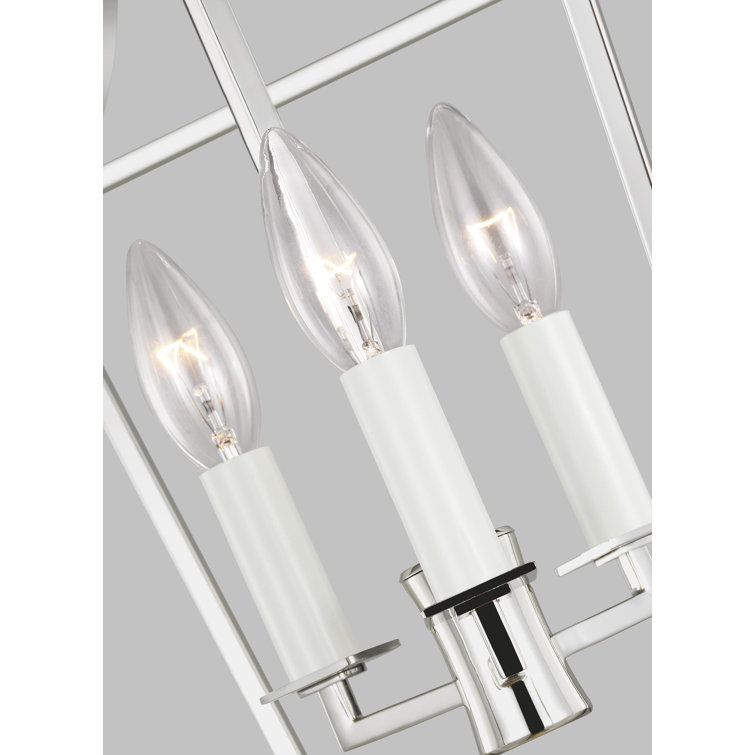 Polished Nickel Geometric Lantern 3-Light Chandelier