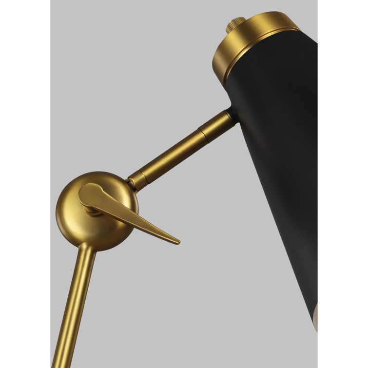 Adjustable Burnished Brass and Black Desk Lamp