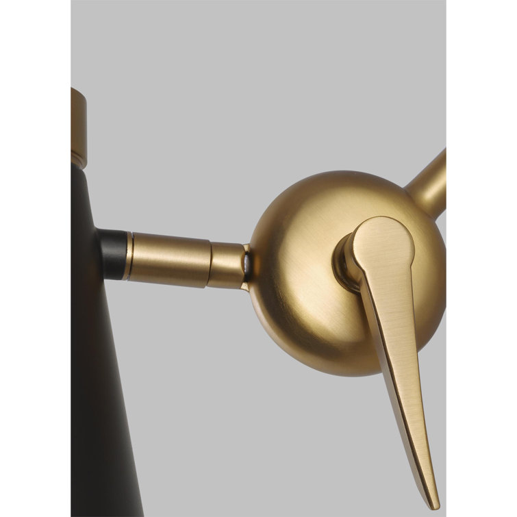 Signoret Burnished Brass 30'' Swing Arm Sconce with Black Shade