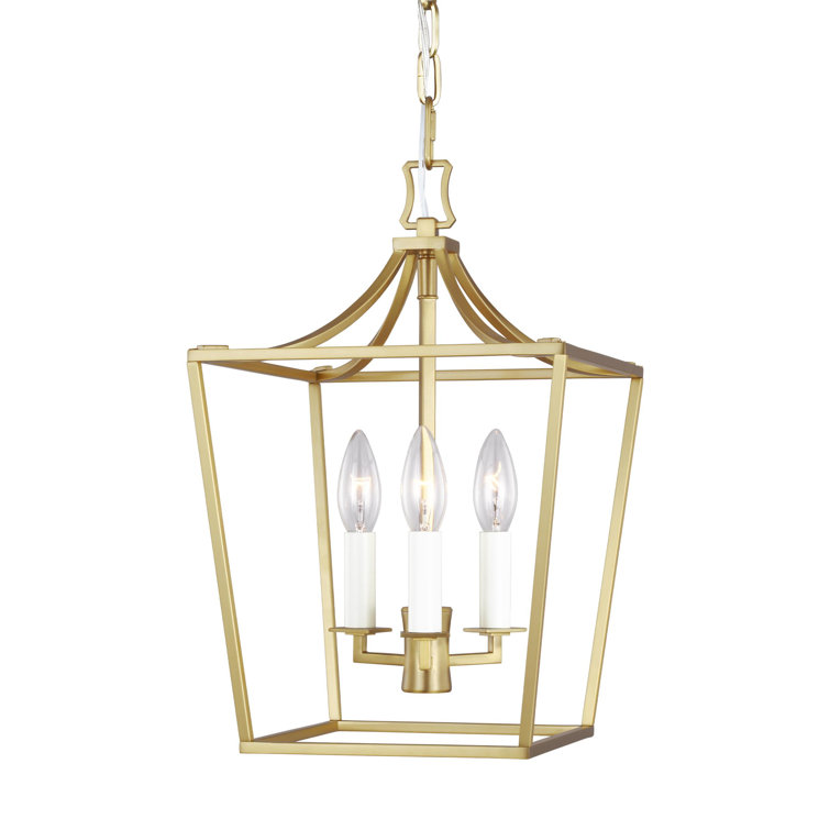Burnished Brass Mini Geometric Lantern Chandelier