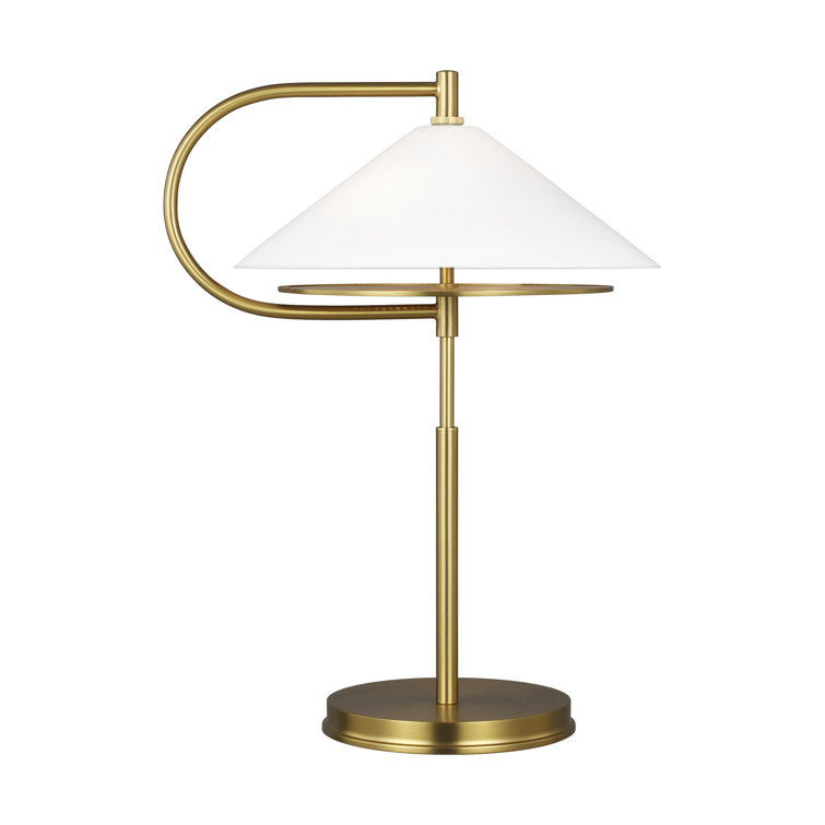 Burnished Brass Table Lamp with Milk White Glass Shade