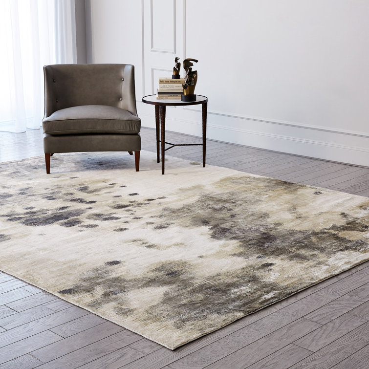 Contemporary Ivory Viscose 6' x 9' Hand-Woven Area Rug