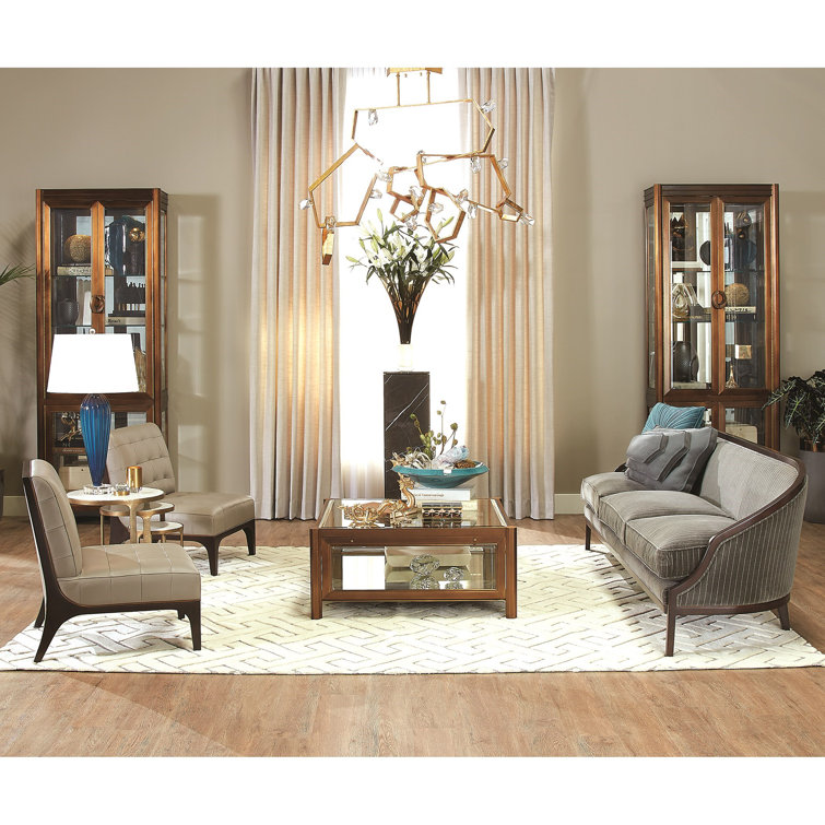 22'' Round Marble and Brass Nesting Table Set