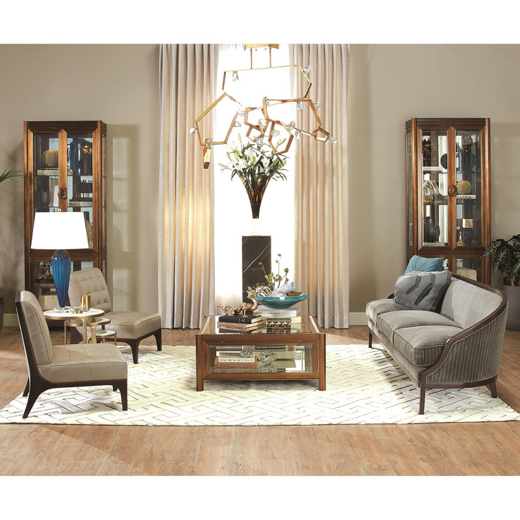 22'' Round Marble and Brass Nesting Table Set