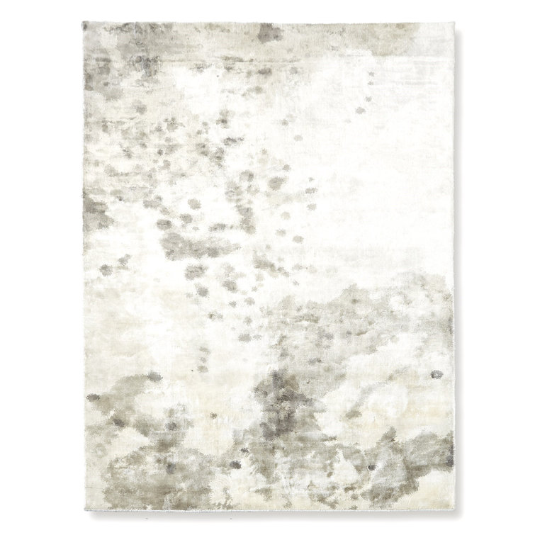 Contemporary Ivory Viscose 6' x 9' Hand-Woven Area Rug
