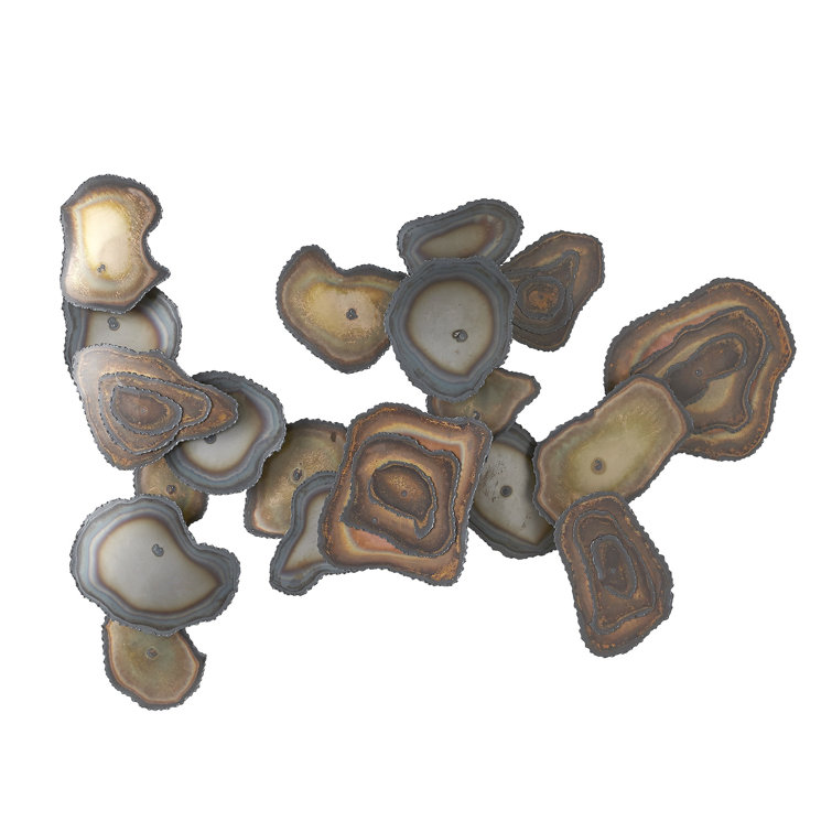 Handcrafted Iron and Brass Wall Sculpture with Flamed Patina