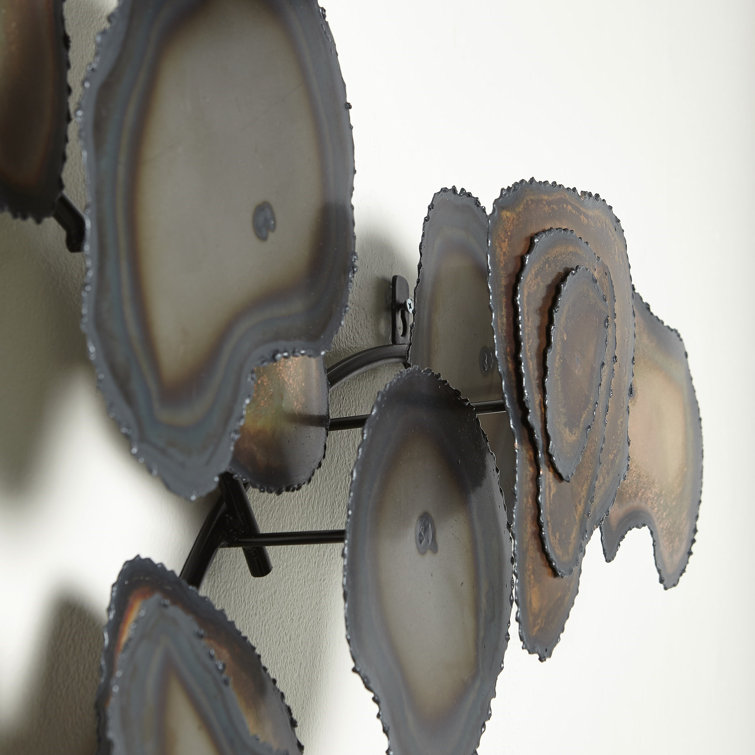 Handcrafted Iron and Brass Wall Sculpture with Flamed Patina