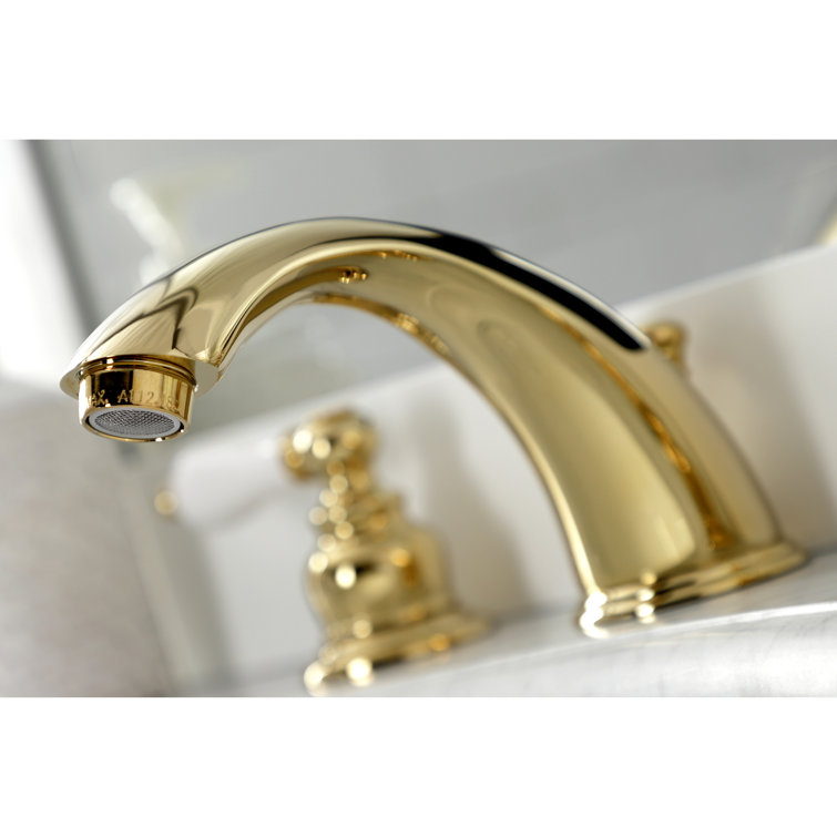 Elegant Victorian Polished Brass Widespread Bathroom Faucet