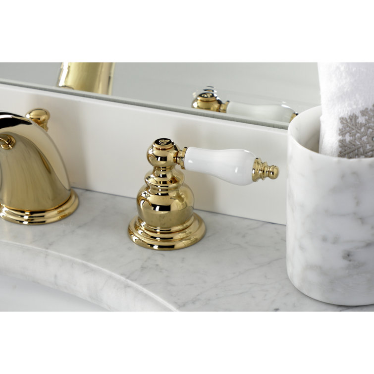 Elegant Victorian Polished Brass Widespread Bathroom Faucet