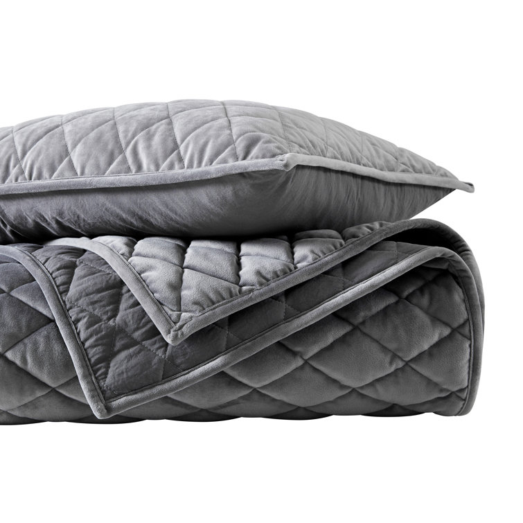 Putty Velvet Reversible Queen Quilt Set with Shams