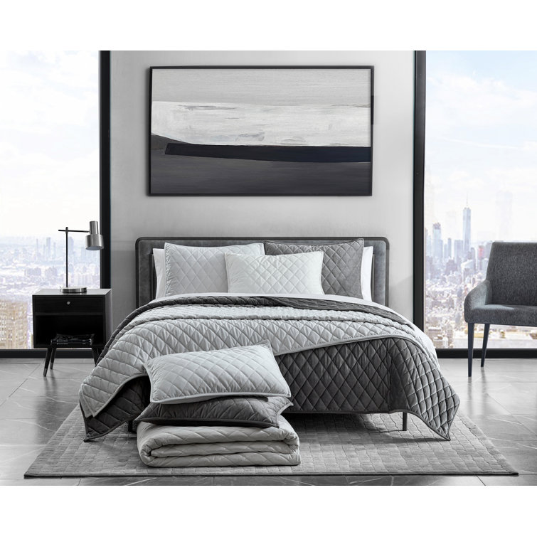 Putty Velvet Reversible Queen Quilt Set with Shams