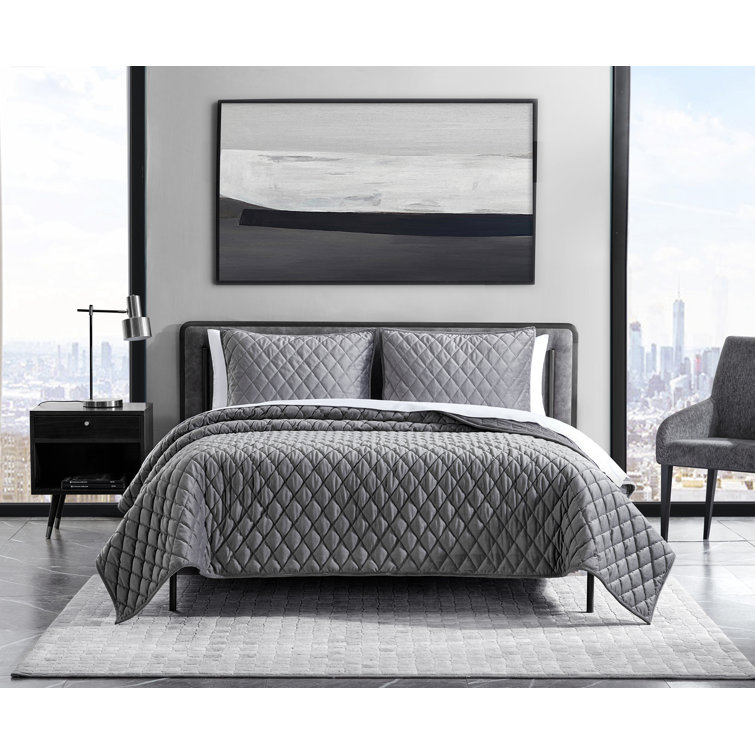 Putty Velvet Reversible Queen Quilt Set with Shams