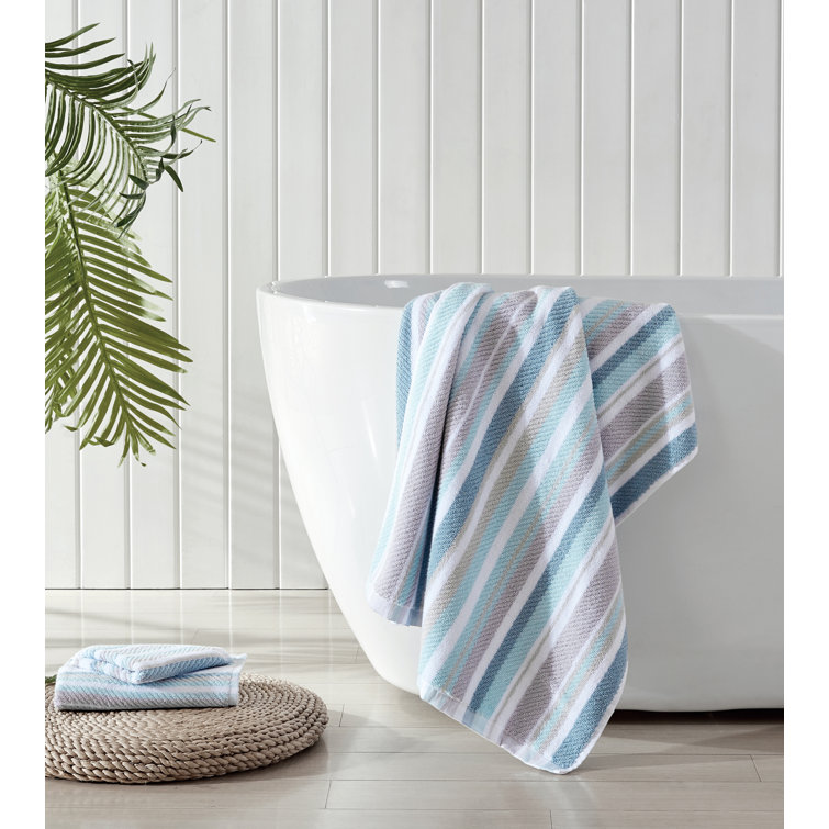 Ocean Bay Stripe Blue Cotton 3-Piece Towel Set