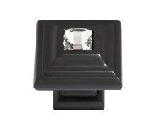 Bronze Square Knob with Swarovski Crystal Accent