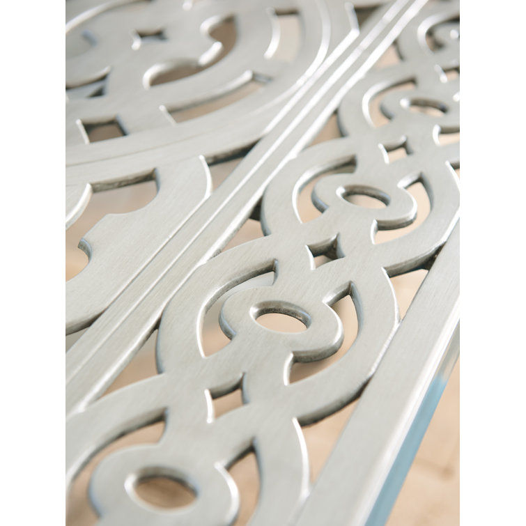 Oyster Shell Grey 45"x88" Contemporary Aluminum Dining Table