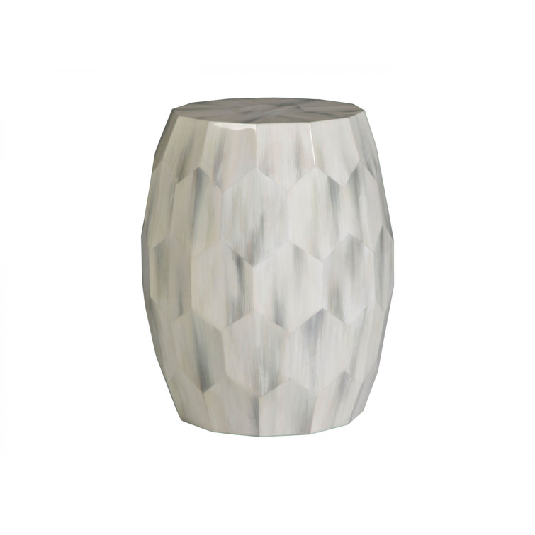 Gray and White Faux Horn Round Drum Table