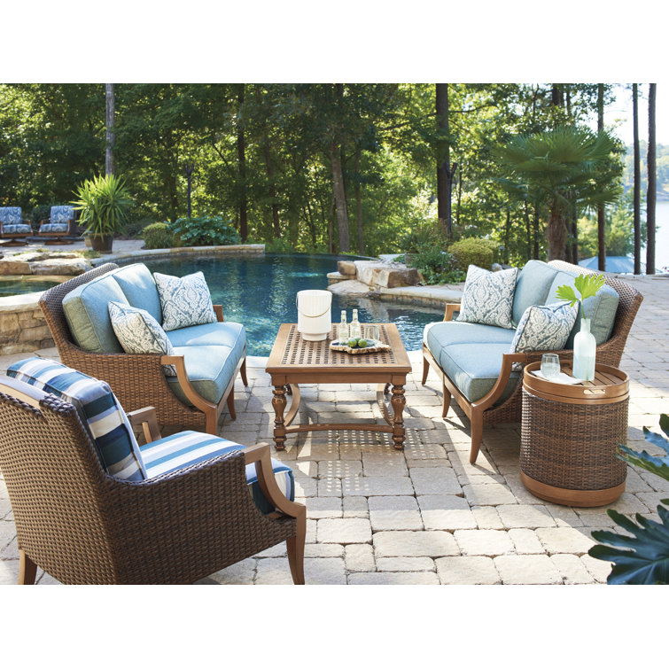 Harbor Isle Walnut Finish Wicker and Metal Love Seat