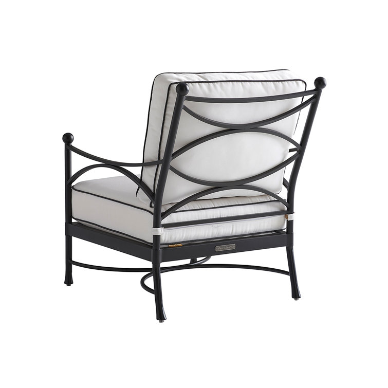 Transitional Graphite Aluminum Arm Chair with White Cushions