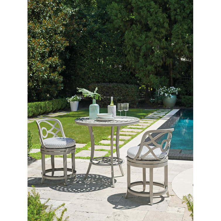 Gray Aluminum Round High/Low Bistro Bar Table