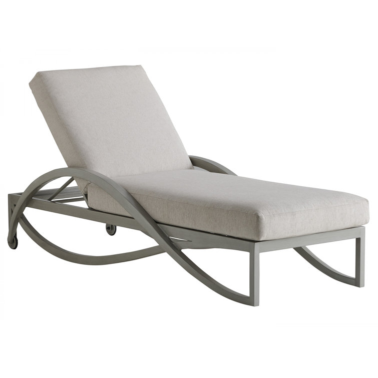 Gray Aluminum Outdoor Chaise Lounge with Performance Fabric