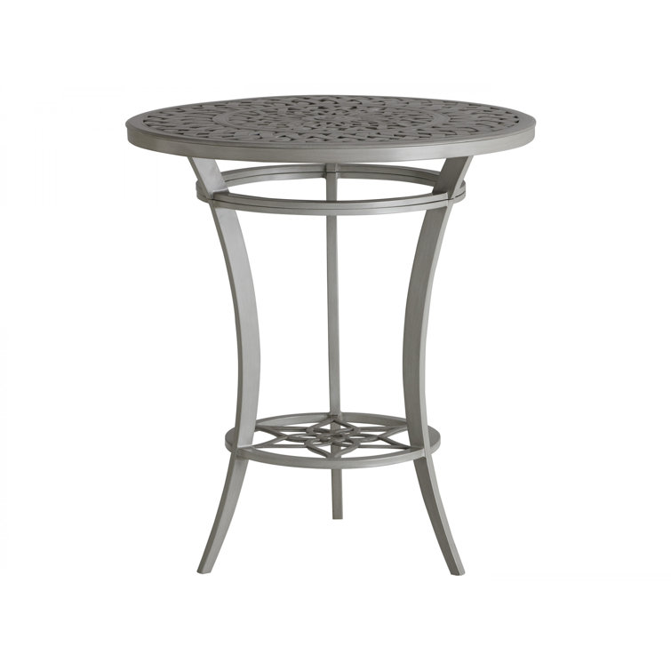 Gray Aluminum Round High/Low Bistro Bar Table