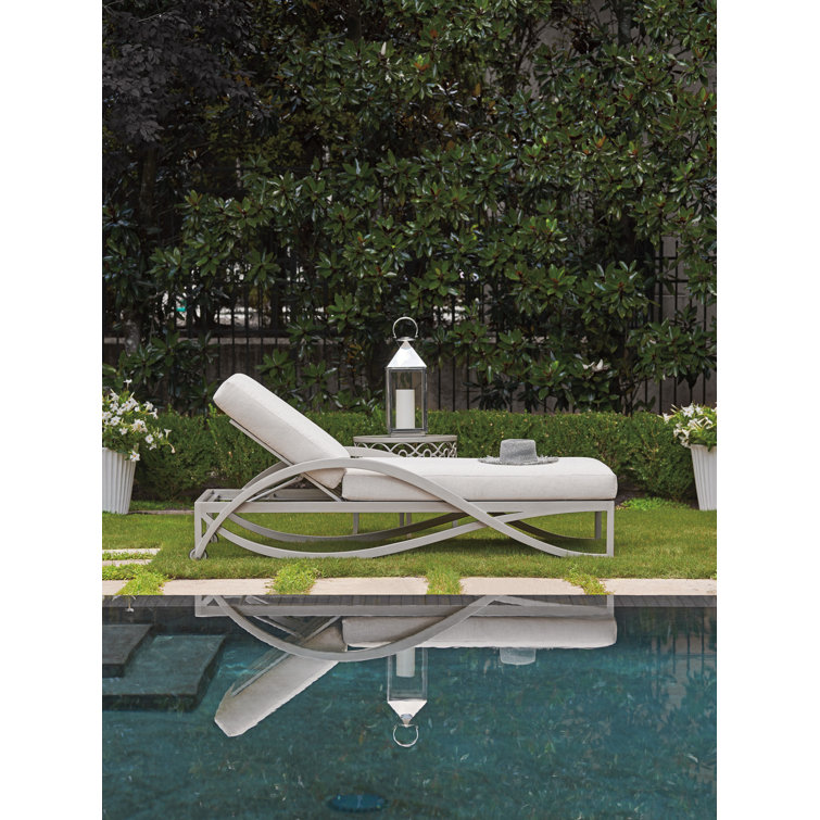 Gray Aluminum Outdoor Chaise Lounge with Performance Fabric