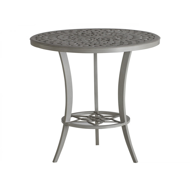 Gray Aluminum Round High/Low Bistro Bar Table