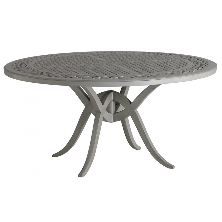 Gray Aluminum Round Formal Dining Table