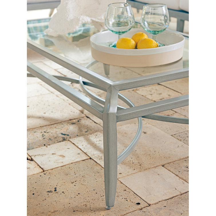 Elegant Oyster Shell Gray 49" Round Aluminum Cocktail Table