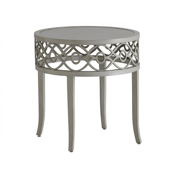 Gray Aluminum Rectangular Side Table with Interlocking Design