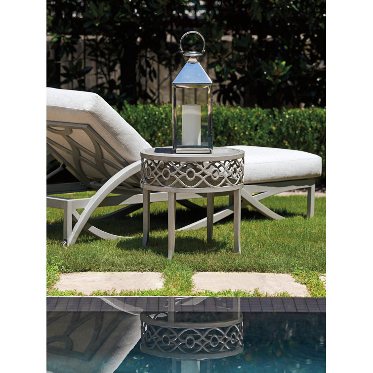 Gray Aluminum Rectangular Side Table with Interlocking Design