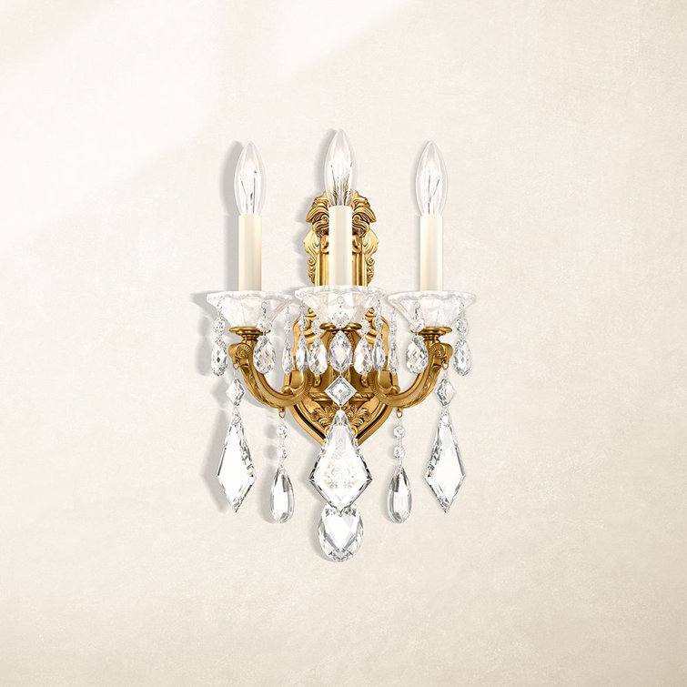 Heirloom Gold Bronze Crystal 3-Light Wall Sconce