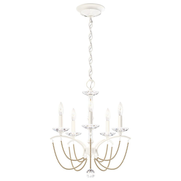 Priscilla White Pearl Crystal 5-Light Mini Chandelier