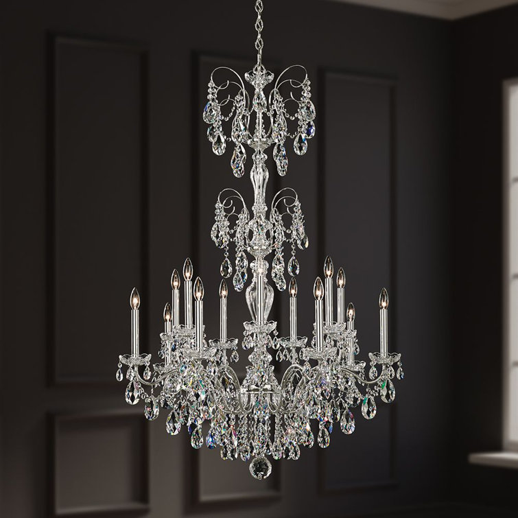 Elegant Heritage 14-Light Polished Silver Crystal Chandelier