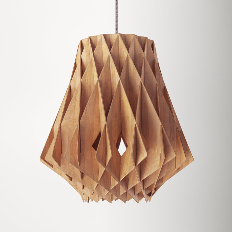 Horgen Uddo Wood Finish 1-Light Pendant with Clear Cord