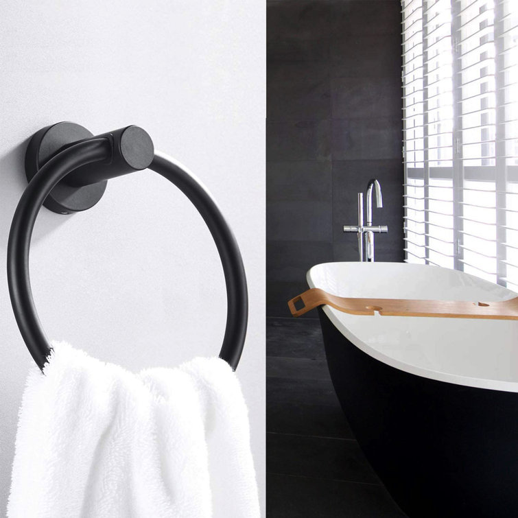 Stainless Steel Black 5-Piece Modern Bathroom Hardware Set