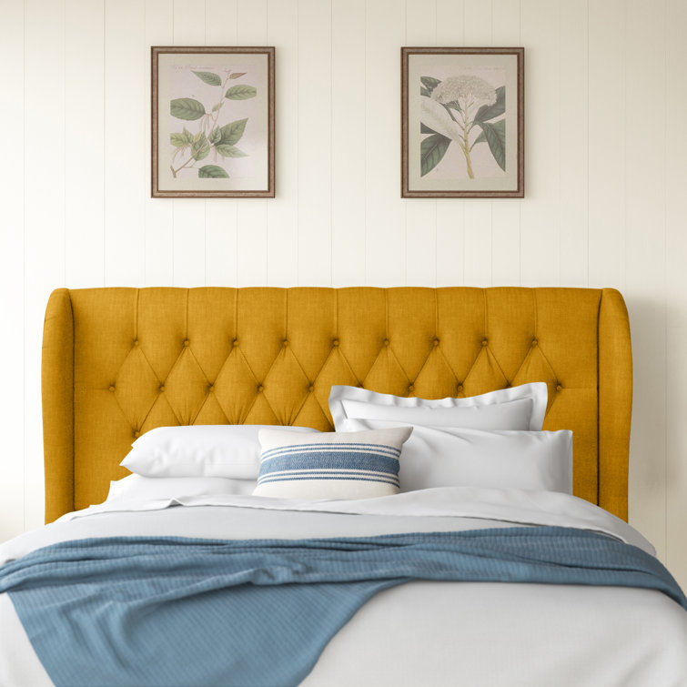 Zuma Natural Textured Linen Tufted California King Upholstered Headboard