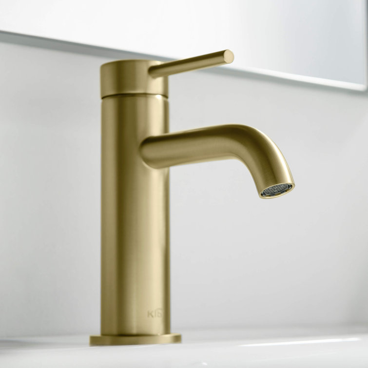 Brushed Gold Brass Single Handle Bathroom Faucet
