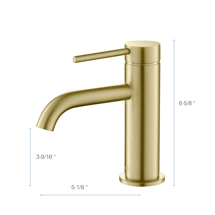 Brushed Gold Brass Single Handle Bathroom Faucet