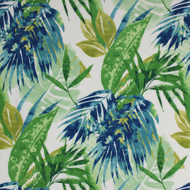 Tropical Breeze Blue/Green Leafy Wicker Chair Cushion Set