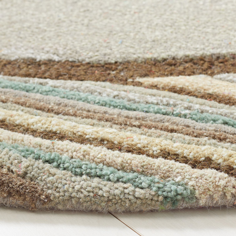 Tadpole Green Striped Wool and Viscose 5' x 8' Area Rug