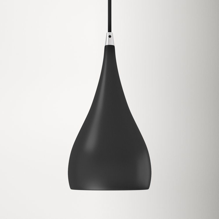 Amador Shiny Black and Gold Mini Pendant Light, 6.25" Indoor/Outdoor